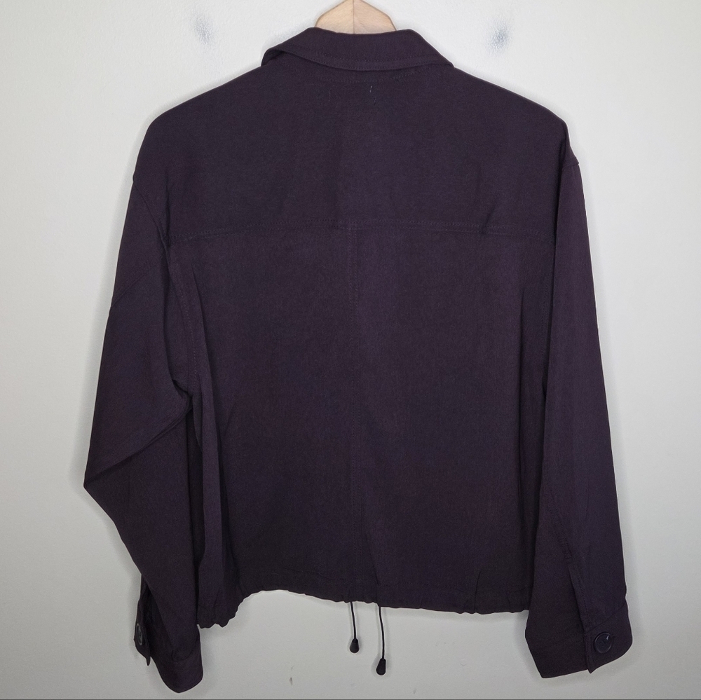 Max Studio Dark Burgundy Wine Utility Button Front Jacket Size Large - Picture 5 of 5
